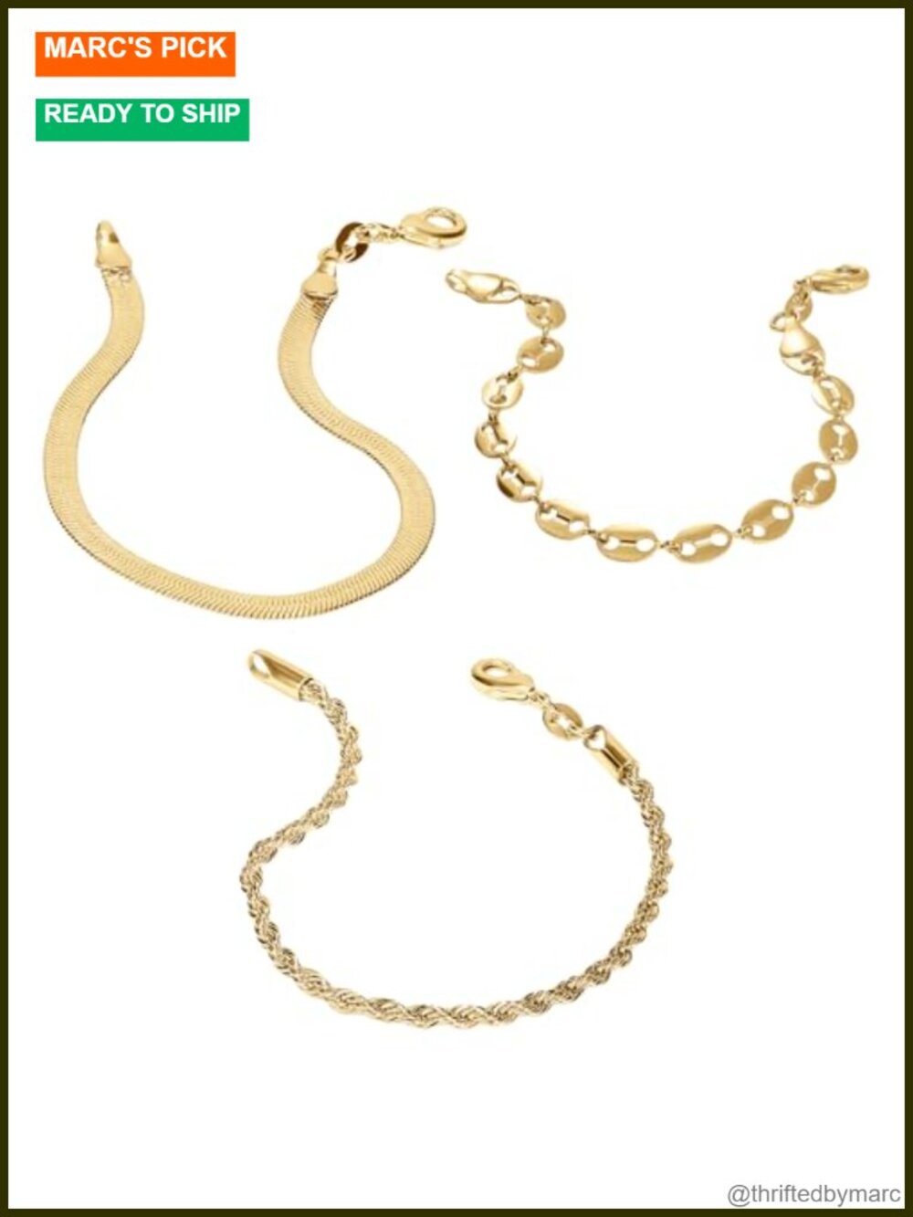 Stackable Bracelet Set Waterproof PVD Coated Hypoallergenic Link Charm